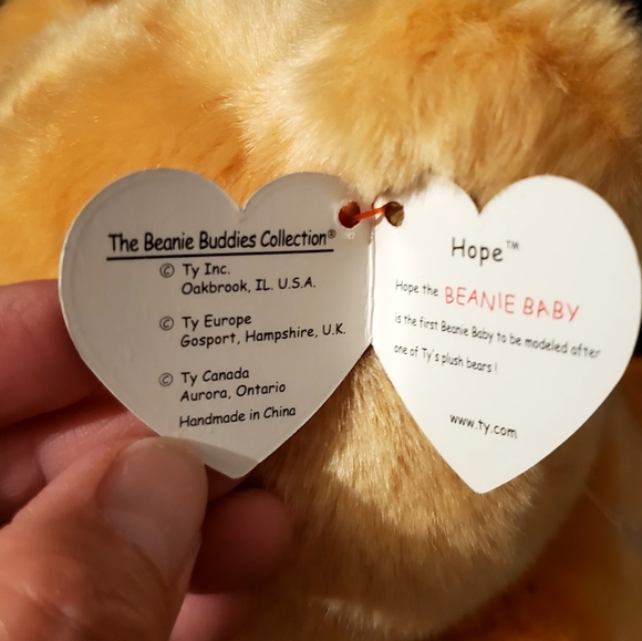 Vintage "Hope" The  Beanie Baby Praying Bear Plush Ty Beanie Buddie 1999 - Picture 6 of 7